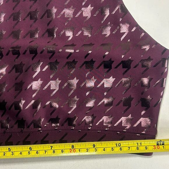 PELOTON Show Up Foil Houndstooth High Neck Bra Women’s Sz Small Plum Purple - Picture 5 of 7